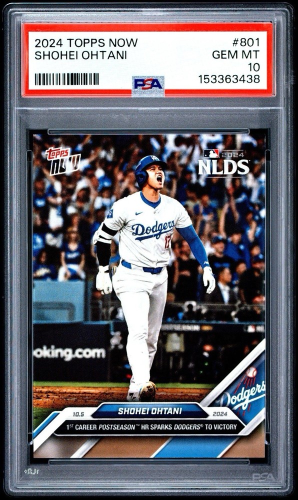 Shohei Ohtani #801 2024 Topps Now First Postseason HR Los Angeles Dodgers PSA 10