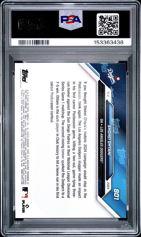 Shohei Ohtani #801 2024 Topps Now First Postseason HR Los Angeles Dodgers PSA 10 view 2