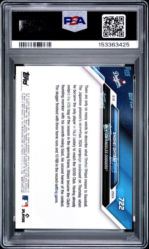 Shohei Ohtani 722 2024 Topps Now Card 50/50 Player Los Angeles Dodgers PSA 10 view 2