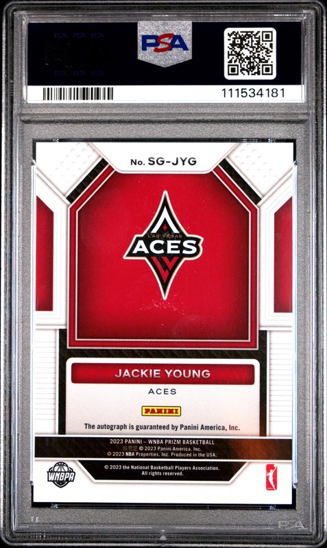 2023 Panini Prizm Wnba Signatures #SGJYG Jackie Young AUTO PSA 10 view 2
