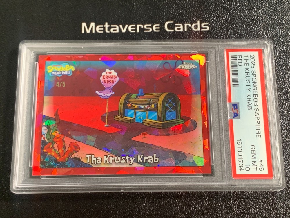 2025 Topps SpongeBob Sapphire The Krusty Krab Red Refractor /5 PSA10