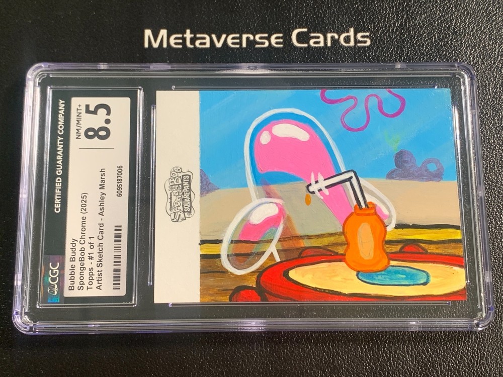 2025 Topps Chrome SpongeBob 25th Anniversary Sketch By Artist Auto 1/1 CGC8.5