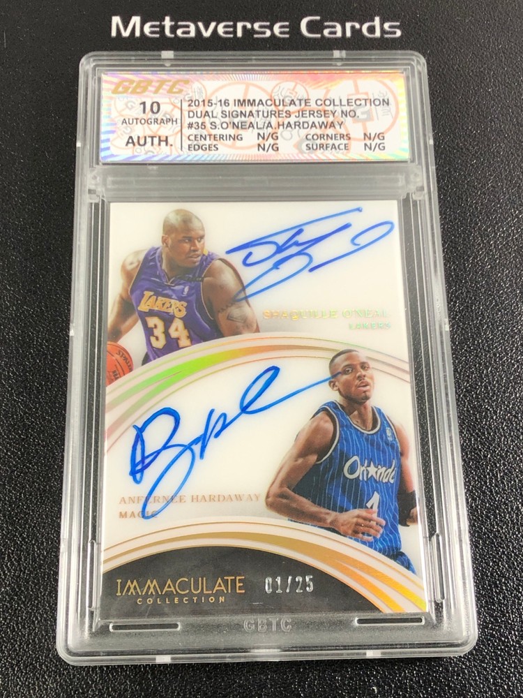 2015-16 Immaculate Dual Auto Shaquille Oneal Anfernee Hardaway 01/25 JSY NUMBER