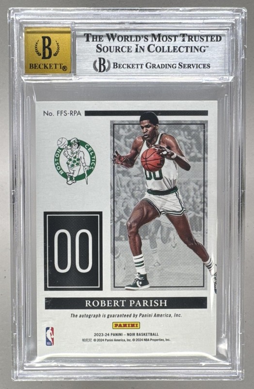Robert Parish 2023 Panini Noir Platinum Freeze Frame Auto 1/1 BGS 9/10 view 2