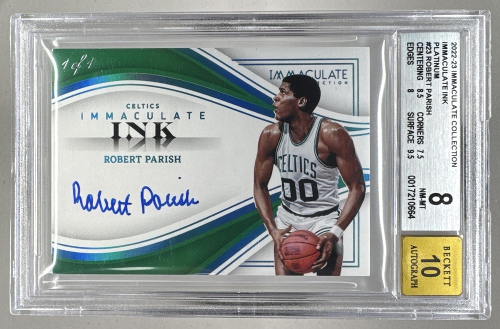 Robert Parish 2022 Panini Immaculate #II-RBP Platinum Ink Auto 1/1 BGS 8/10