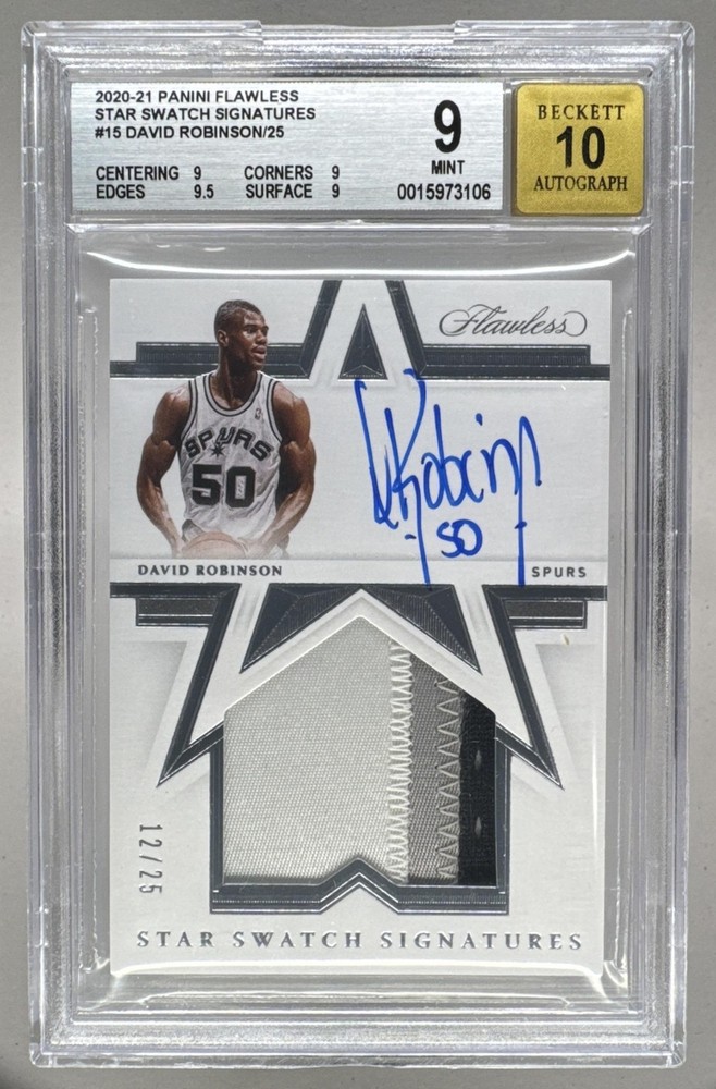 David Robinson 2020 Panini Flawless Star Swatch GU Patch Auto 12/25 BGS 9/10