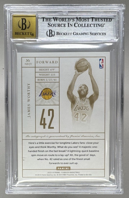 James Worthy 2013 Panini Flawless #NB-JY Platinum NBA Auto 1/1 BGS 9/10 view 2