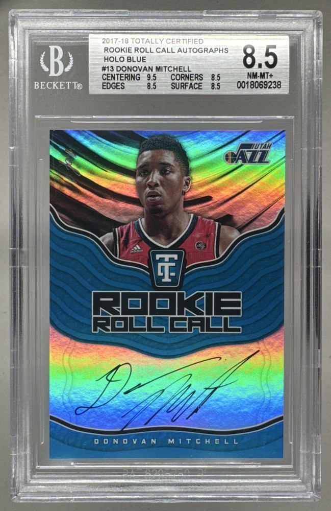 Donovan Mitchell 2017 Panini Certified Holo Blue RC Roll Call Auto 1/1 BGS 8.5