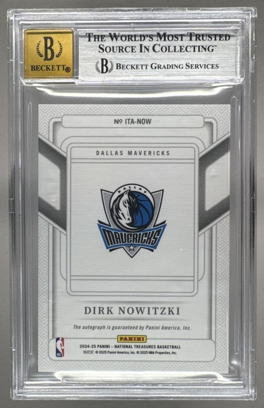 Dirk Nowitzki 2024 National Treasures International Treasure Auto 3/25 BGS 9/10 view 2