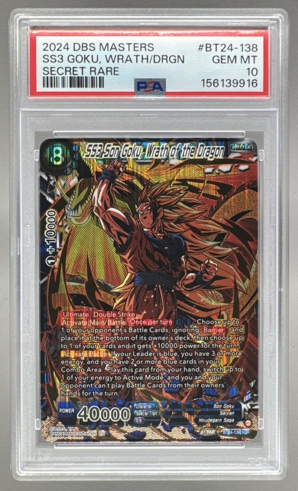 9916 SS3 Son Goku Wrath of Dragon 2024 Dragon Ball Super Masters BT24-138 PSA 10