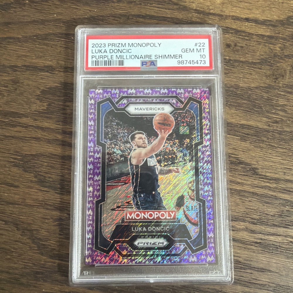 Luka Doncic 2023-2024 Monopoly Purple Millionaire Shimmer /50 Mavericks PSA 10