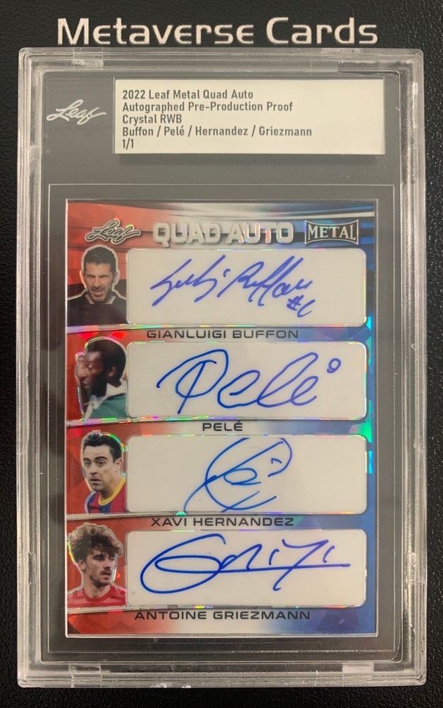 2022 Leaf Metal Quad Auto Crystal RWB Buffon Pele Xavi Griezmann 1/1