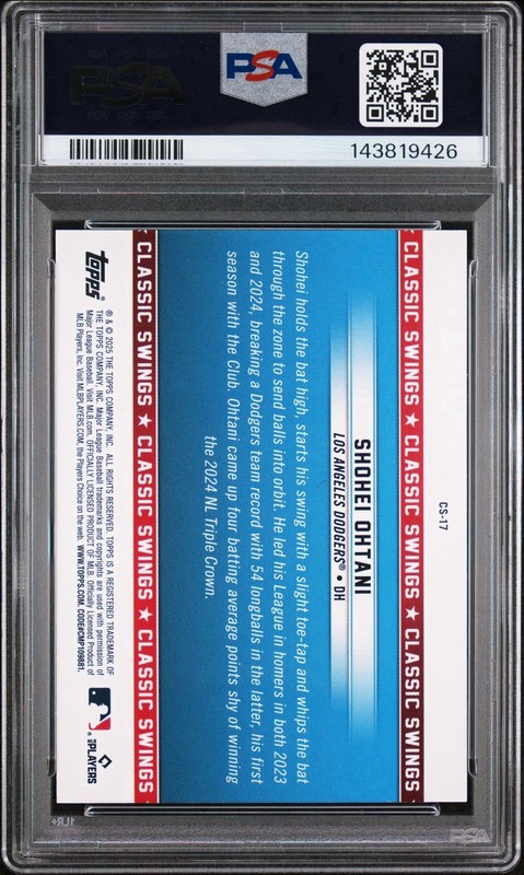 SHOHEI OHTANI PSA 10 2025 TOPPS ALL-STAR GAME CS-17 CLASSIC SWINGS  view 2