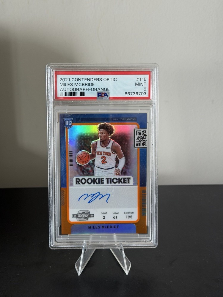 2021 Contenders Optic Rookie Ticket Miles McBride Auto Orange /25 #115 PSA 9