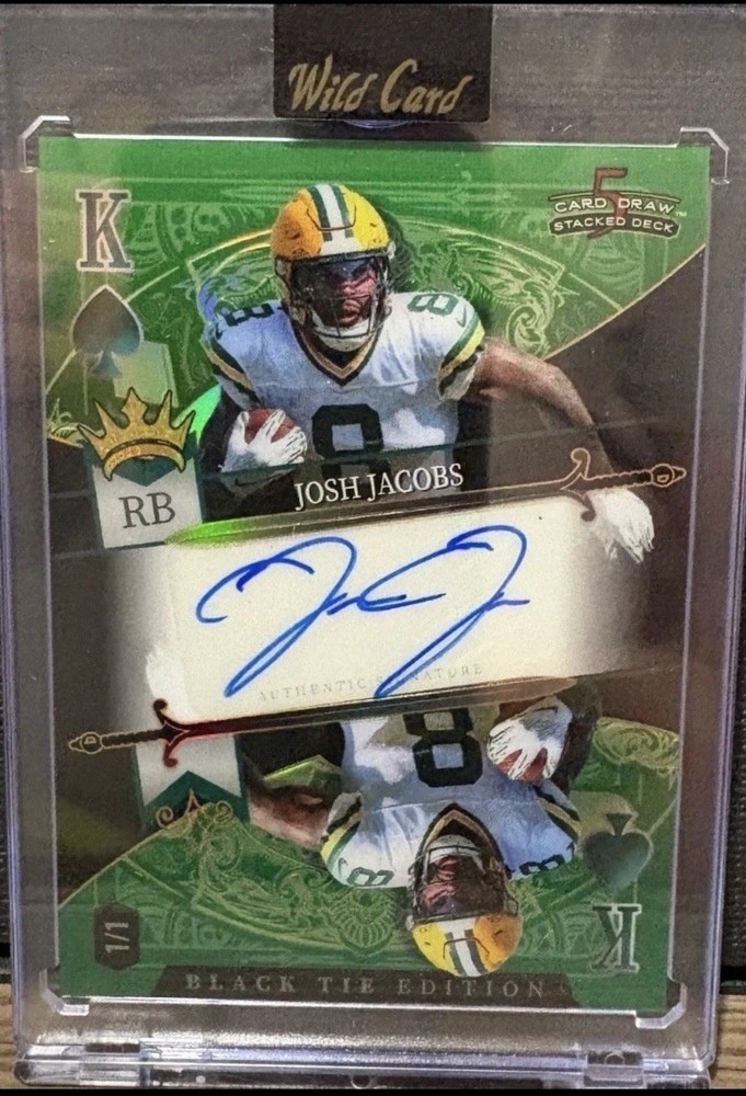 Josh Jacobs Auto 1/1 Color Match 2026 Wild Card Stacked Deck Green Bay Packers