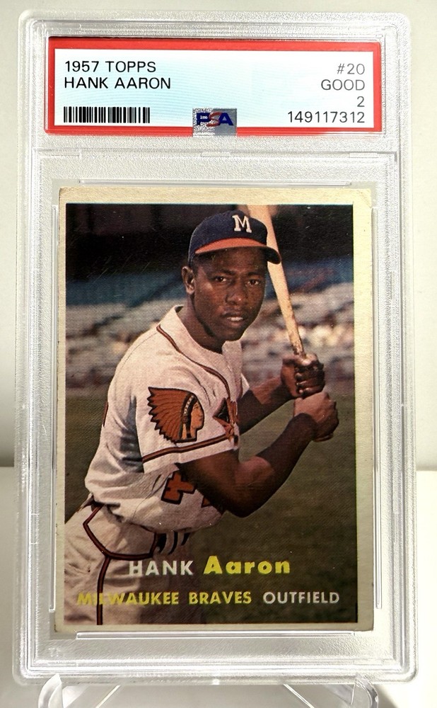 1957 TOPPS #20 HANK AARON PSA 2 Good BRAVES HOF