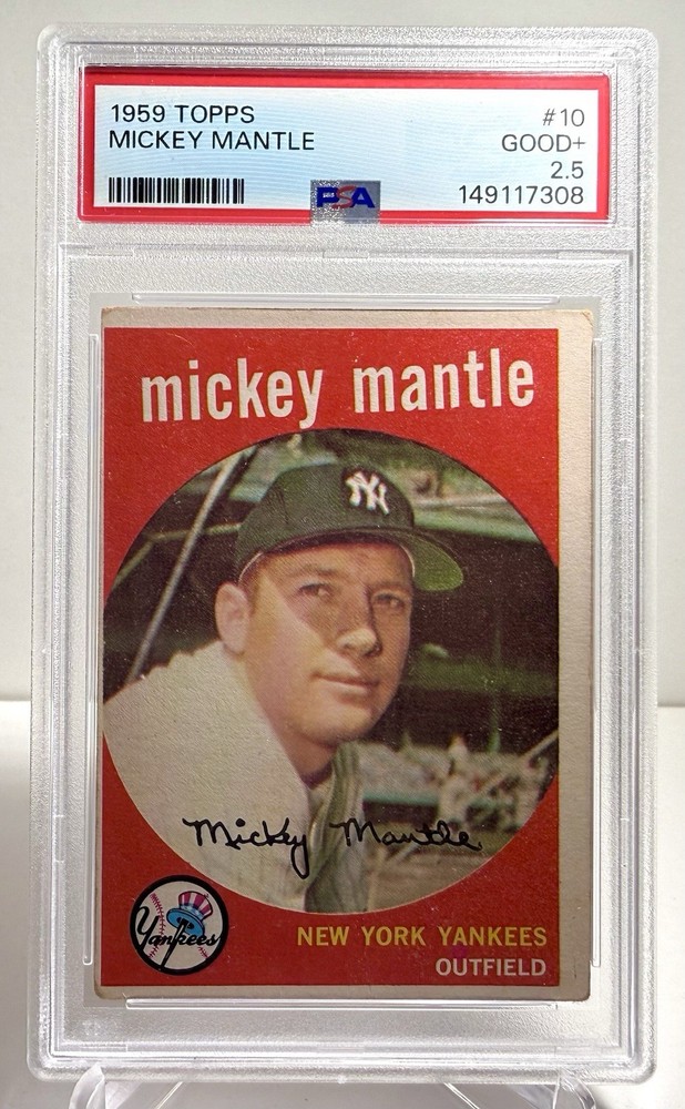 1959 Topps #10 Mickey Mantle Yankees PSA 2.5 GOOD + New York HOF