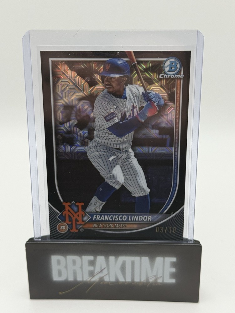 2025 Topps Bowman Chrome Francisco Lindor #59 Black Geometric /10 NY Mets SSP