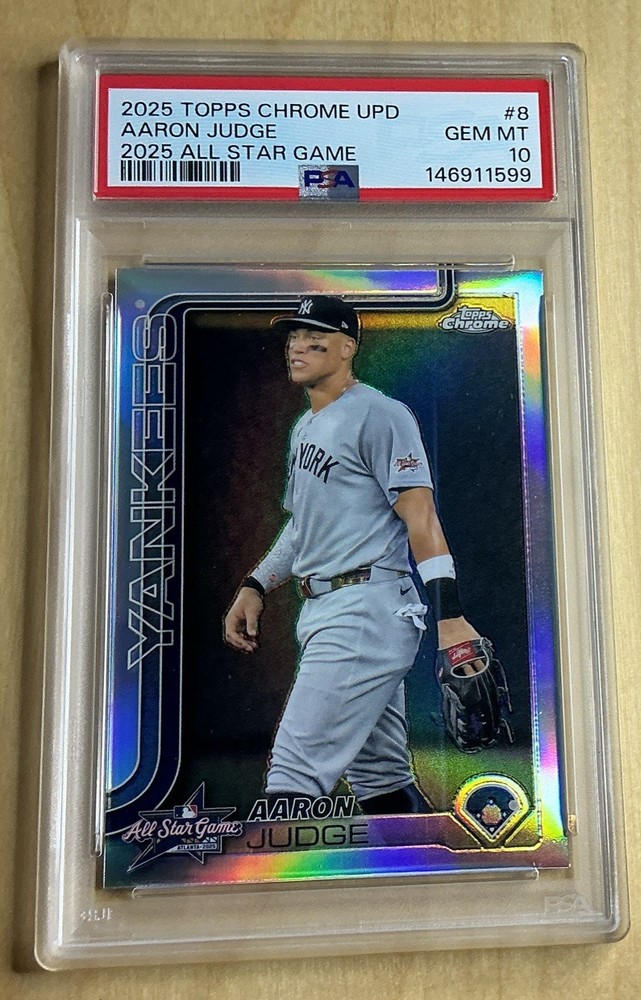 🔥2025 Topps Chrome Update 2025 All Star Game #8 Aaron Judge PSA 10 💎 POP 6