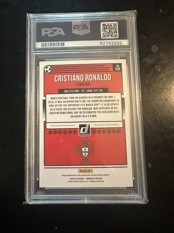 2018 Panini Donruss Soccer Card #158 Cristiano Ronaldo PSA 10 🇵🇹 Portugal 🔥⚽️ view 2