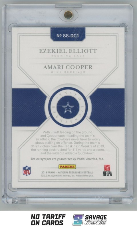 2019 Panini National Treasures Synced Signatures Dual Auto Elliot / Cooper /25 view 2
