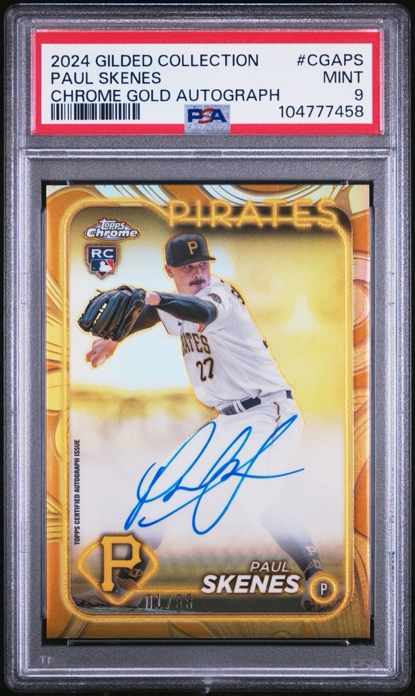 Paul Skenes 01/99 Rookie Auto Gold 2024 Topps Gilded Collection RC MINT PSA 9