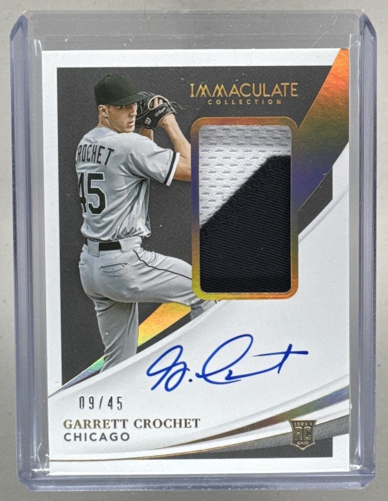 Garrett Crochet 2021 Panini Immaculate Rookie Patch Auto Jersey Number RC /45
