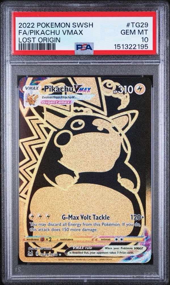 POKEMON SWORD & SHIELD LOST ORIGIN #TG29 FULL ART/PIKACHU VMAX PSA 10 New Cert