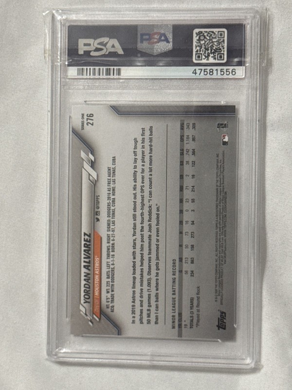 2020 Topps - Photo Variation Yordan Alvarez #276 White Jersey (RC) SP PSA 10 view 2