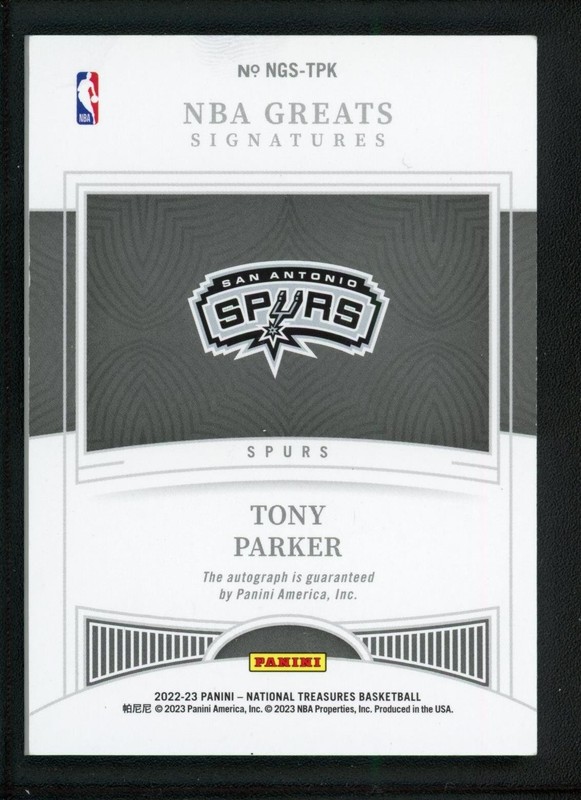 2022-23 TONY PARKER 11/25 AUTO PANINI NATIONAL TREASURES NBA GREATS (read) view 2