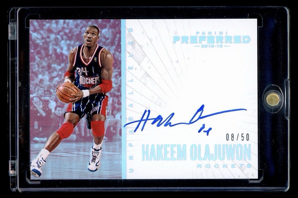 2015-16 Panini Preferred Unparalleled Hakeem Olajuwon On Card Auto Holo /50 HOF