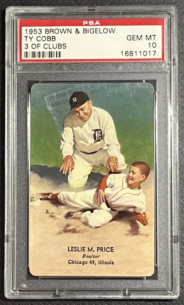 1953 Brown & Bigelow Ty Cobb Three Of Clubs PSA 10 Gem Mint