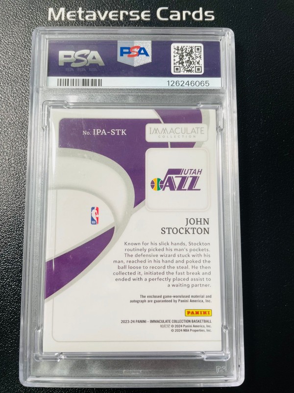 2023 John Stockton Immaculate Utah Jazz Team Logo Tag Patch Auto 1/1 Super Rare view 2