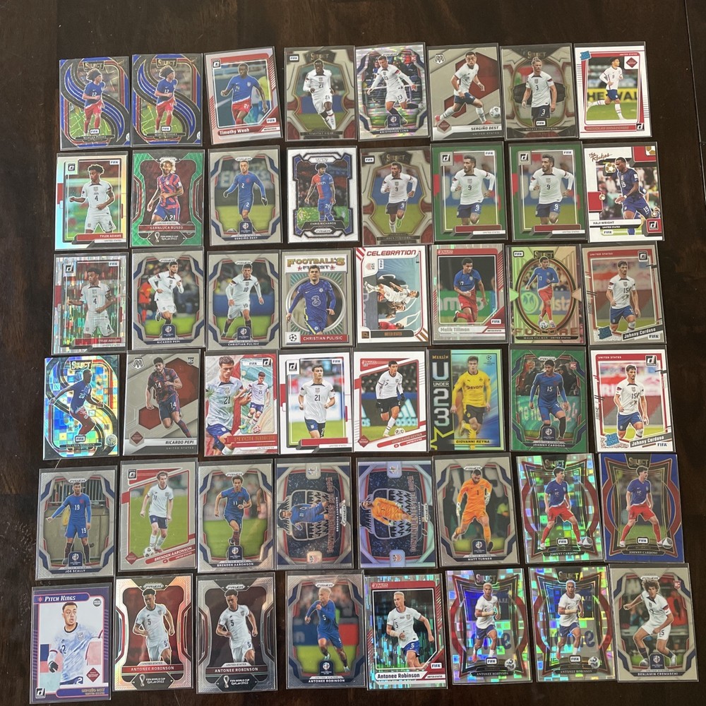 59 USMNT Soccer Card Lot RC Prizm Select Pulisic Pepi McKennie Reyna World Cup