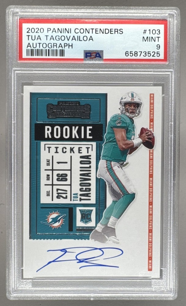 65873525 Tua Tagovailoa 2020 Panini Contenders #103 Rookie RC Auto PSA 9
