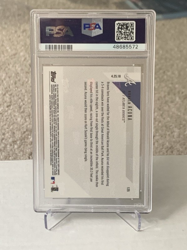 Topps 2018 Now #125 Ronald Acuna Jr. RC PSA 10 Atlanta Braves view 2