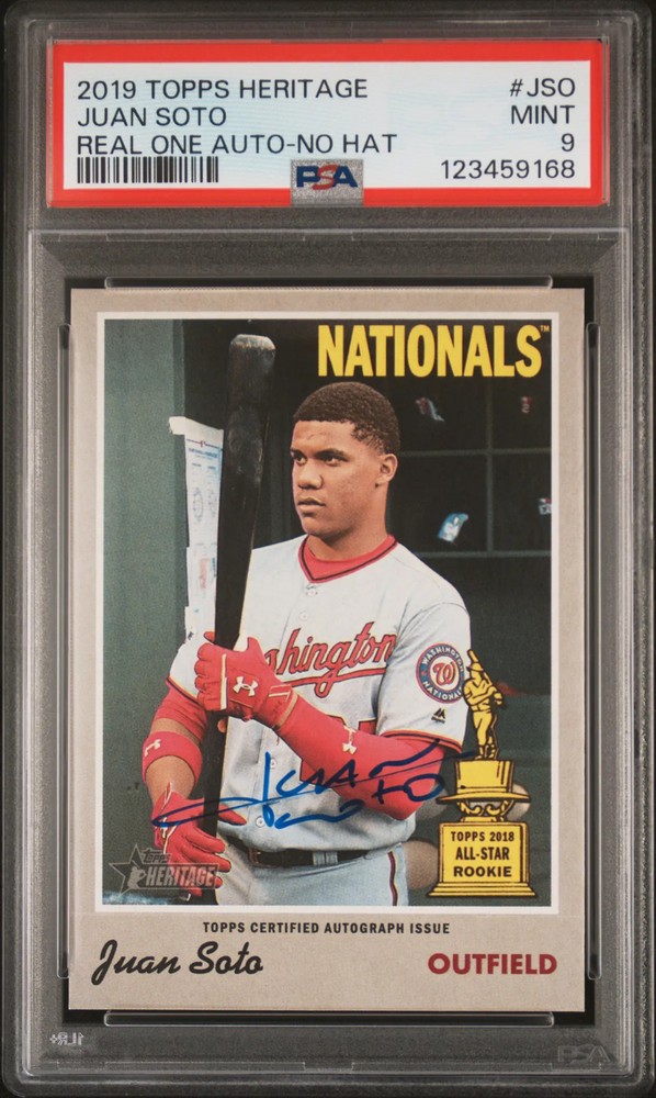 2019 Topps Heritage Real One Autographs Juan Soto #JSO No Hat PSA 9