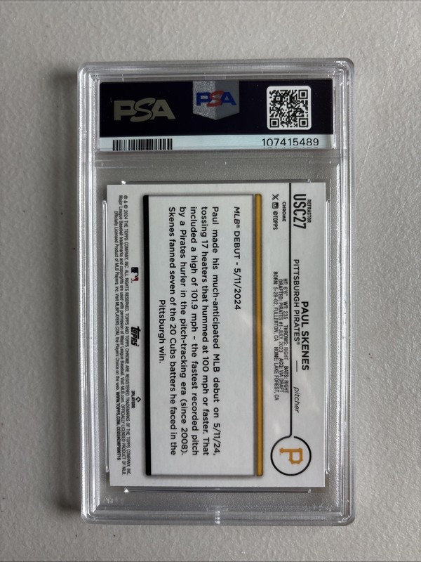 2024 Topps Chrome Update - Rookie Debut Paul Skenes #USC27 Refractor (RC) PSA 9 view 2