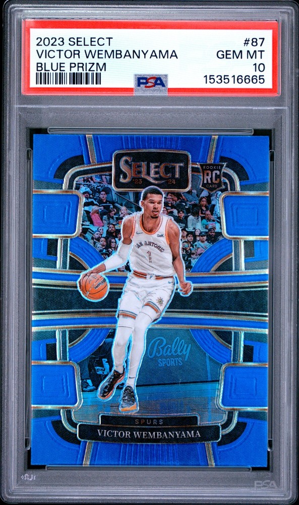 6665 Victor Wembanyama 2023 Panini Select #87 Blue Prizm RC Concourse PSA 10