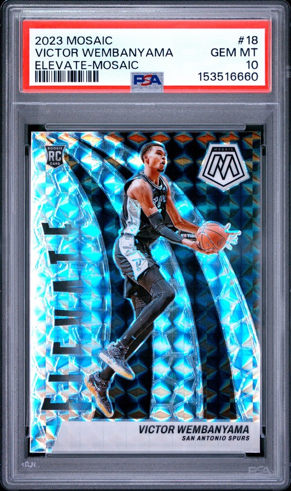 153516660 Victor Wembanyama 2023 Panini Mosaic #18 Mosaic Elevate RC PSA 10