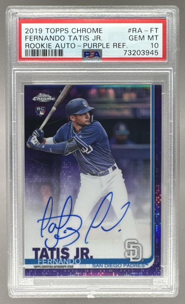 Fernando Tatis Jr 2019 Topps Chrome Purple Refractor RC Auto 147/250 PSA 10