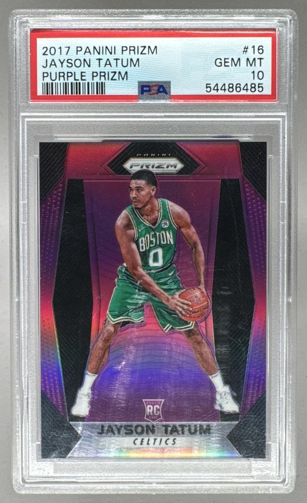 Jayson Tatum 2017 Panini Prizm #16 Purple Rookie RC 2/75 PSA 10