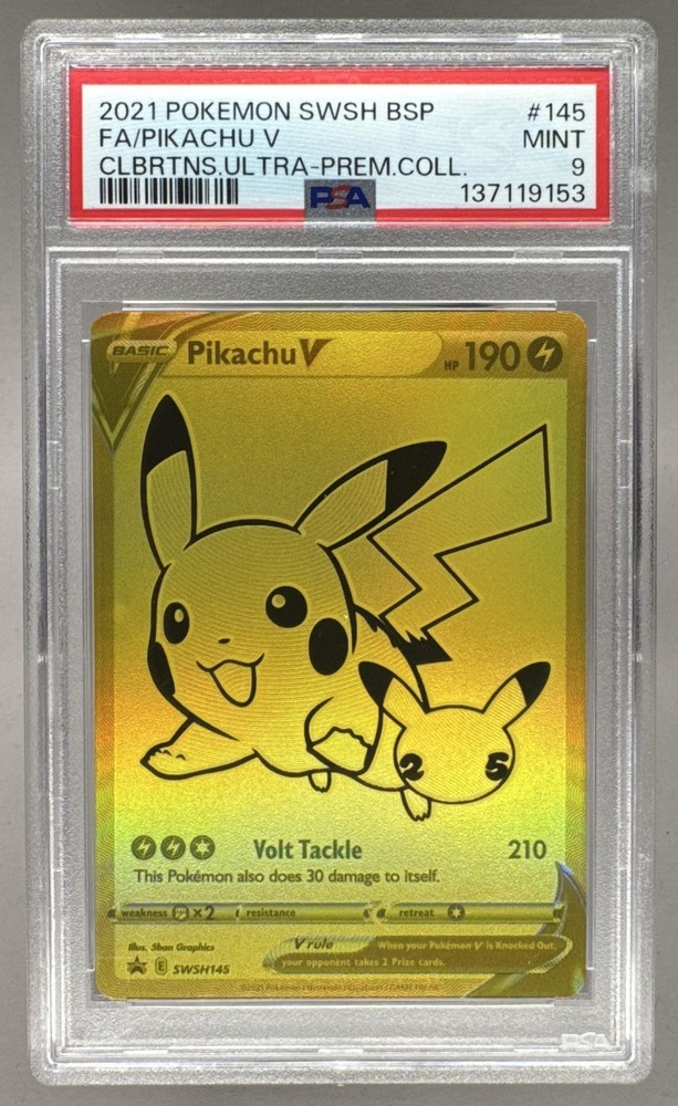 9153 Pikachu V 2021 Pokemon SWSH Celebrations Ultra Premium Promo #SWSH145 PSA 9