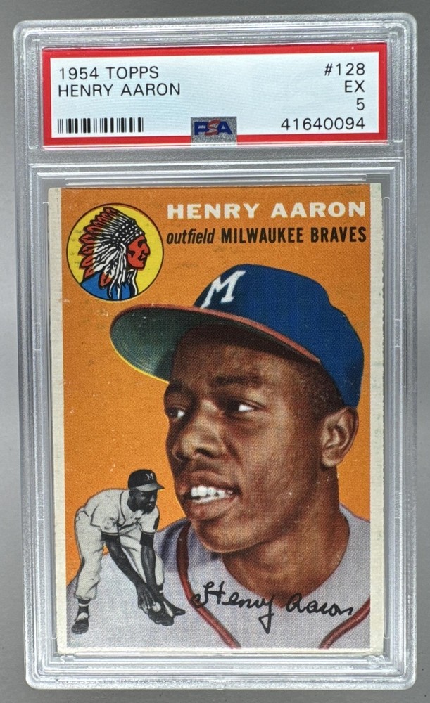 Henry Hank Aaron 1954 Topps #128 Rookie RC PSA 5