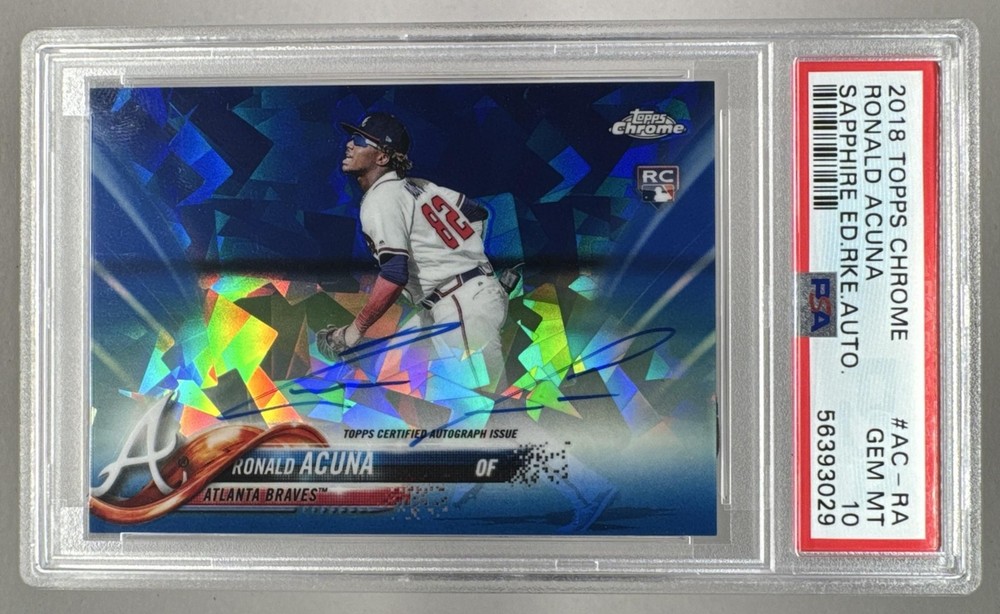 Ronald Acuna Jr 2018 Topps Chrome Sapphire #AC-RA Rookie Auto RC PSA 10