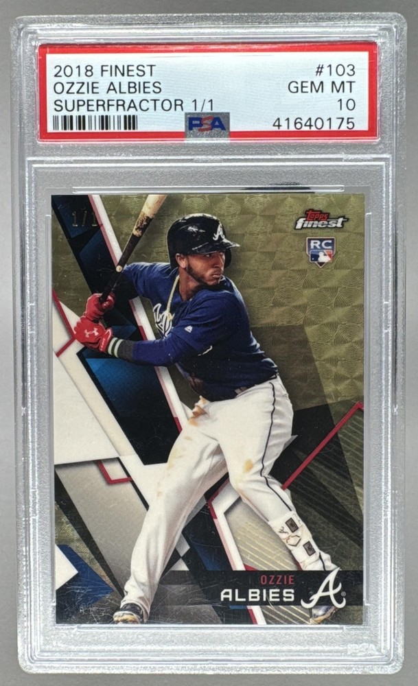 41640175 Ozzie Albies 2018 Topps Finest #103 SuperFractor Rookie RC 1/1 PSA 10
