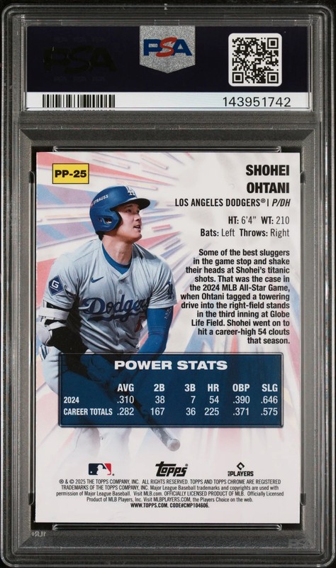 2025 Topps Chrome Power Players Shohei Ohtani #PP25 PSA 10 view 2