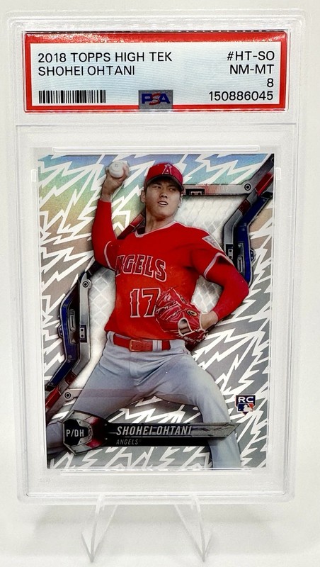 2018 TOPPS HIGH TEK SHOHEI OHTANI Rookie Card HT-SO PSA 8 view 2
