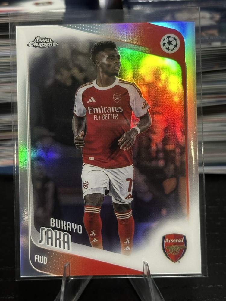 2025-26 Topps Chrome UEFA Club Competitions #12 Bukayo Saka Refractor view 1