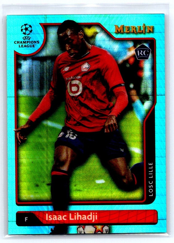Isaac Lihadji AQUA PRIZM REFRACTOR ROOKIE 2021-2022 Topps Merlin UEFA UCL # b23a view 1